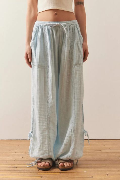 Out From Under Mila Gauze Jogger Pant | Urban Outfitters Gauze Pants Outfit, Outfitters Clothes, Urban Outfitters Clothes, Aesthetic Fits, Boho Pants, Dress Up Dolls, Flowy Pants, Preppy Outfits, Dream Clothes