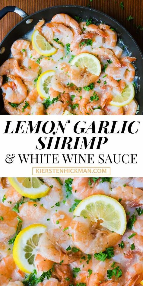 Lemon White Wine Sauce, Lemon Shrimp Recipes, White Wine Sauce Recipes, Garlic White Wine Sauce, White Wine Recipes, Lemon Garlic Pasta, Light Dinner Recipes, Lemon Garlic Shrimp, Shrimp Sauce