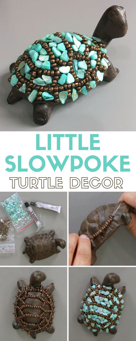 Learn how to make turtle decor with the Little Slowpoke craft kit. A simple DIY craft tutorial idea. Turtle makes a great paper weight or cute garden decor. Diy Turtle Crafts, Turtle Crafts For Adults, Cute Garden Decor, Turtle Things, Diy Turtle, Turtle Crafts, Cute Garden, Turtle Decor, Turtle Gifts