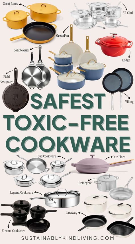 safest toxic free cookware Toxic Cookware, Non Toxic Cookware, Safest Cookware, Toxic Foods, Cookware Set Stainless Steel, Stock Pots, Ceramic Cookware, Kitchen Cleaner, Family Look