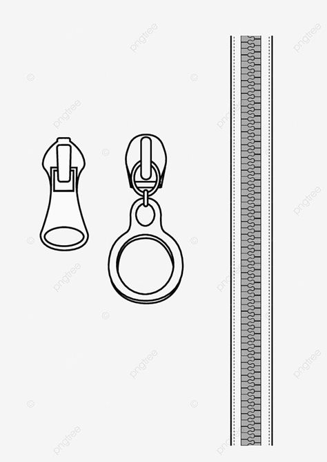 Zipper Technical Drawing, Zipper Illustration, Zip Vector, Accessories Design Portfolio, Zipper Drawing, Fashion Sketch Template, Apparel Design Inspiration, Fashion Vector, Fashion Dictionary