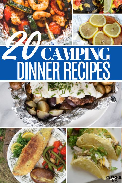 These 20 Camping Dinner Ideas are easy to make on an open campfire. No more boring hot dogs for dinner! These easy dinner recipes are a perfect way to elevate your camping trip to the next level! Camping Dinner Ideas, Campfire Dinner Recipes, Easy Camping Dinners, Campfire Meals, Campfire Dinners, Camping Food Make Ahead, Camping Dinner, Best Camping Meals, Honey Bourbon