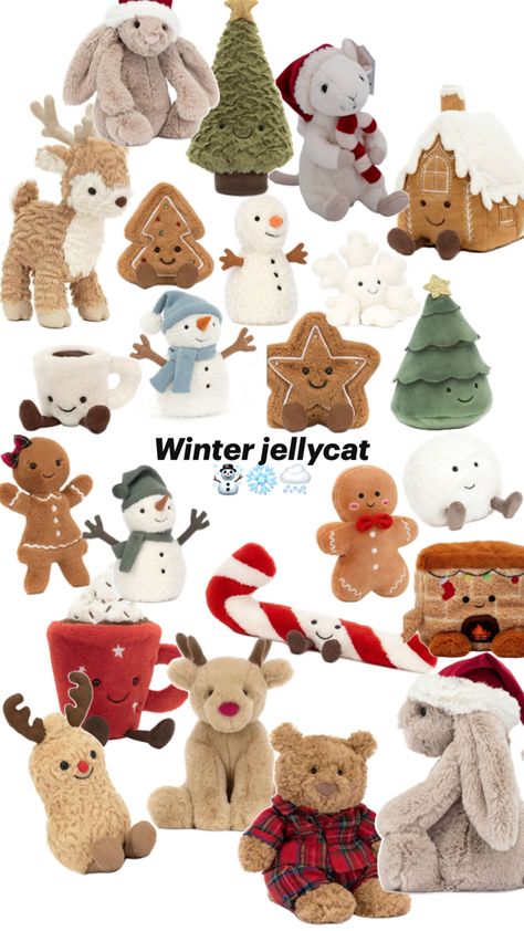 Winter Jellycat, Jelly Cat Christmas, Christmas Jelly Cats, Christmas Stuffed Animals, Jellycat Plush, Jelly Cat, Jellycat Stuffed Animals, Preppy Gifts, Bff Gifts Diy