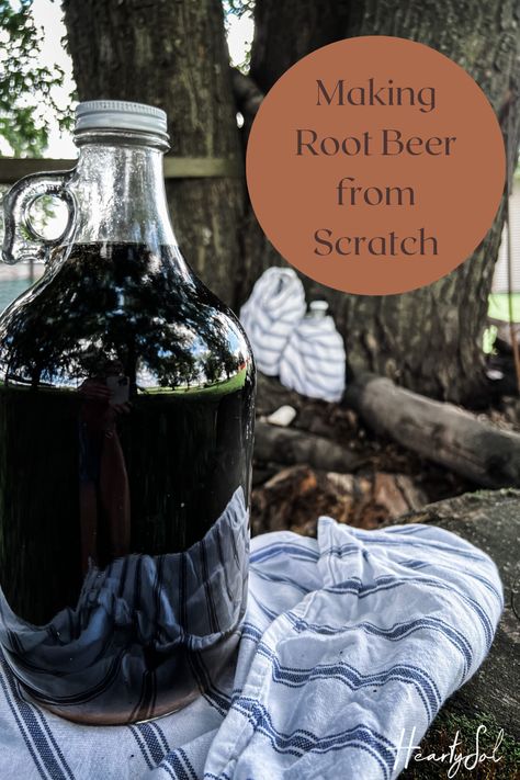 Craving a Root Beer Float or a refreshing drink for working outside? We usually are, too, which is why we keep coming back to this simple recipe that will grace your scoops of vanilla bean ice cream or your cold glass with homemade soda in just a few days! #homemaderootbeer #rootbeer #summerdrinks #refreshingdrinks #rootbeerfloat #homemadesoda Homemade Rootbeer Recipe, Homemade Root Beer, Root Beer Recipe, Homemade Rootbeer, Bean Ice Cream, Liquid Food, Diy Beer, Homemade Soda, A&w Root Beer