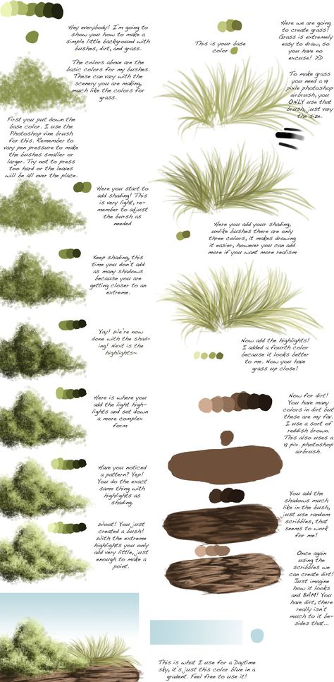 Background Tutorial, Grass Painting, Foto Tips, Digital Painting Tutorials, Art Instructions, Painting Lessons, Watercolour Tutorials, Art Tutorial, Digital Art Tutorial