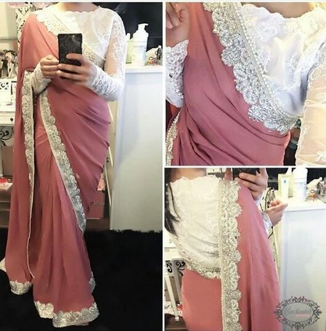 Wedding Dresses Hijab, Dresses Hijab, Lace Saree, Fancy Sarees Party Wear, Sari Blouse Designs, Dresses Beautiful, Saree Blouse Patterns, Saree Designs Party Wear, Unique Blouse Designs