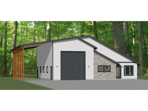 Shop With Living Quarters, Garage With Living Quarters, Steel Building Homes, Rv Garage, Pole Barn House Plans, Modern Garage, Garage House Plans, Apartment Plans, Barn Style House