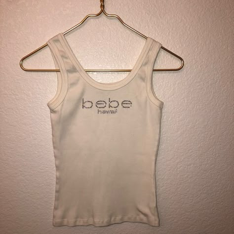 Bebe Shirts, 2000s Clothes, 2000s Outfits, Fits Clothes, 2000s Fashion Outfits, White Rhinestone, 2000s Fashion, Dream Clothes, Aesthetic Clothes