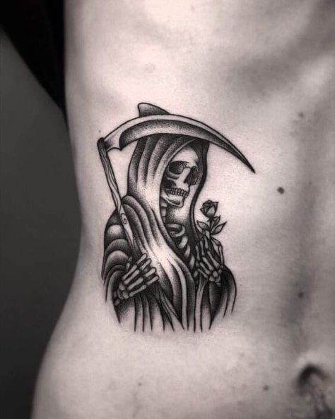 Faceless Reaper Tattoo, Medieval Grim Reaper Tattoo, Grim Reaper Holding Flowers, Grim Reaper Head Tattoo, Grim Reaper Woman Tattoo, Grim Reaper Stomach Tattoo, Grim Reaper Nail Art, Cute Reaper Tattoo, Grim Reaper Tattoo Women