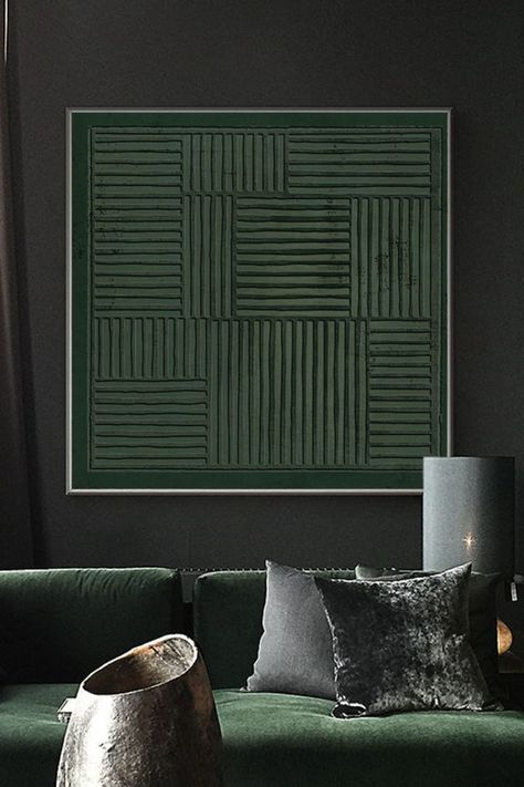 Bohemian painting 3d texture wall art green art Dark Line Art, Green Textured Art, Green Wall Painting, Compound Art, 3d Texture Wall, Plaster On Canvas, Embroidery Paintings, Bohemian Painting, Green Painted Walls