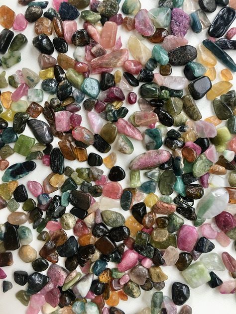 Crystal Aesthetic, Crystal Chips, Tourmaline Stone, Text Art, Tourmaline Crystal, Natural Forms, Tumbled Stones, Color Pallets, Tumbling