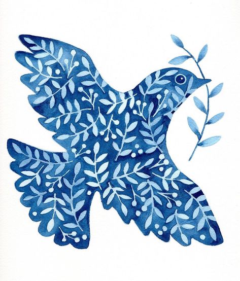 ✨Peace On Earth ✨ This is my final piece for Jehane’s Twelve Days of Christmas challenge. We’re heading into the last few days before… | Instagram Peace Dove Art, Bird Illustration Print, Wedding Wall Art, Arte Folk, Blue Artwork, Folk Art Flowers, Peace Illustration, Calligraphy Art Print, Days Before Christmas