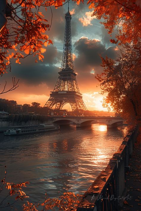 As the leaves begin to change colors and the air gets crisper, there is a magical feeling that envelops Paris in the autumn months. The city transform... -  #ai #Autumn #Eiffeltower #France #midjourney Eiffel Tower In Autumn, Paris Autumn Aesthetic, Aesthetic Cities, Fall In Paris, Paris In November, Autumn City, Paris Autumn, Paris In The Fall, Paris In Autumn