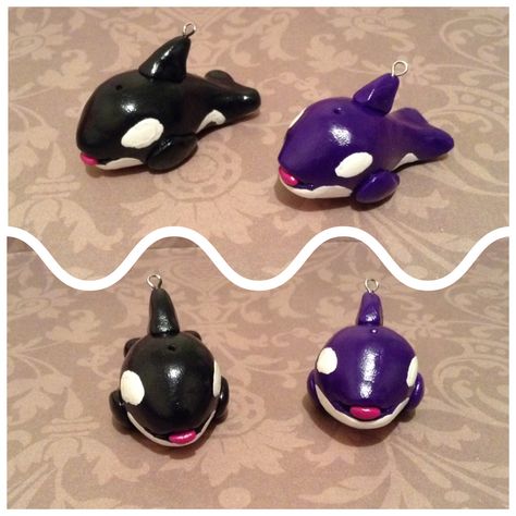 Polymer clay Orca (killer whale) charms Clay Orca, Idle Hands, Diy Xmas Gifts, Clay Diy Projects, Killer Whale, Cute Clay, Fimo Clay, Art Clay, Diy Clay Crafts