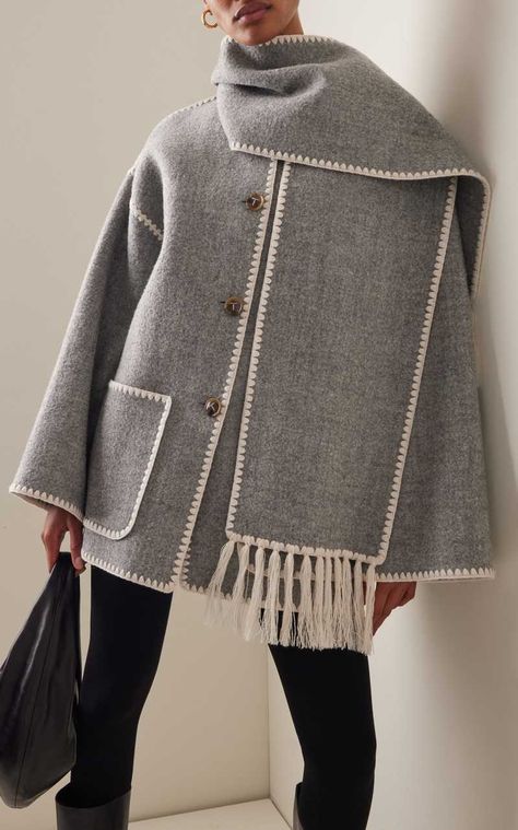 Outerwear Trends, Scarf Jacket, Winter Fashion Coats, Coat Trends, Trendy Fall Outfits, Grey Coat, Winter Trends, Cute Fall Outfits, Casual Coat