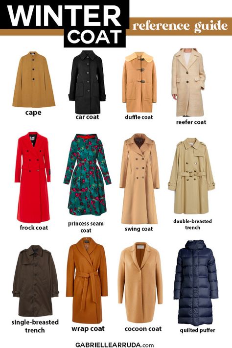 Coat Types Women, Winter Dress And Coat Outfit, Type Of Coats Women, Female Coat Fashion Style, Types Of Winter Jackets For Women, How To Style Long Coats Winter, Ladies Winter Coats Classy, Different Types Of Jackets For Women, Girls Winter Jacket