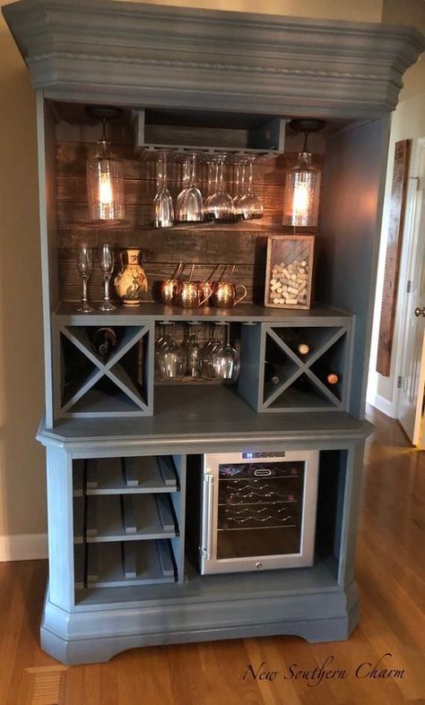 Armoire Bar, Coffee Stations, Coffee Bar Design, Bar In Casa, Kitchen Hutch, Diy Home Bar, Home Coffee Stations, Coffee Nook, Rustic Bar