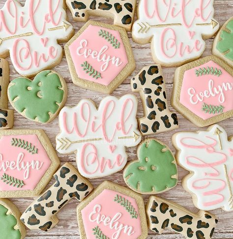 Little Cookie Crumbles on Instagram: “Happy birthday to a wild one!🌱💗 . . . #sugarcookie #sugarcookies #royalicing #royalicingcookies #decoratedcookies #littlecookiecrumbles…” First Birthday Cookies, Wild Birthday Party, 1st Birthday Party For Girls, One Year Birthday, Twins 1st Birthdays, Wild One Birthday Party, Girl Birthday Themes, First Birthday Party Themes