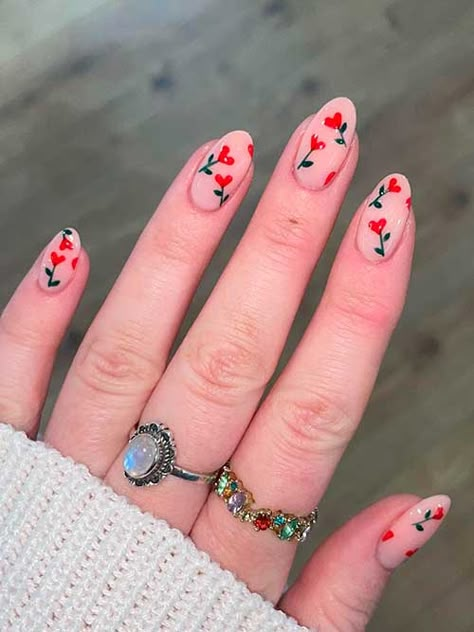 Spring Nail Ideas, Butterfly Nail Designs, Valentine Nail Art, Cute Spring Nails, Nail Designs Valentines, Almond Acrylic Nails, Spring Nail, Heart Nails, Nails Short