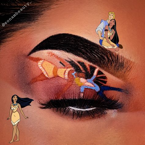 Disney Princess Pocahontas Inspired Creative Eyeshadow Makeup ❤ Please follow me on Instagram @sonambeauty_ for more looks ❤ #eyeshadow #eyeshadowideas #makeup #disneyprincess #eyemakeup #eye #eyeshadowlover #creativeeyeshadow #disney #pocahontas #disneymakeup Eyeshadow Creative, Creative Eyeshadow, Disney Princess Pocahontas, Princess Pocahontas, Disney Makeup, Disney Pocahontas, Creative Eye, Please Follow Me, Eyeshadow Makeup