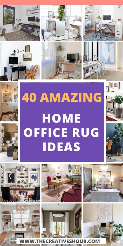 Rugs In Study Home Office, Rug Under Office Chair, Office With Rug Under Desk, Office Chair Rug, Rug Placement In Home Office, Office Rugs Ideas Home, Office Rug Placement Layout, Home Office Area Rug, Office Rug Size Guide