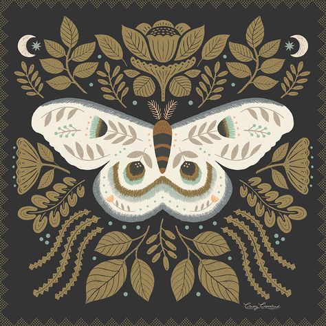 Hi there! Sharing another moth illustration today. This one was inspired by the Butterflies & Moths prompt from @jehane_ltd ‘s golden thread challenge. I’m a little late sharing this as I’ve had some technical difficulties, but I'm up & running now! I’ve been wanting to join in this weekly challenge for awhile & was finally able to find some time! I had fun creating this design & I couldn’t decide between these 2 colors - so sharing them both to see what you think : ) I’m hoping to make a pa... Folk Art Moth, Moth Artwork, Moth Illustration, Golden Thread, Technical Difficulties, Art Licensing, Hi There, Surface Pattern Design, Black Art