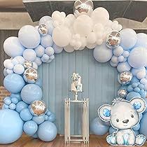 Baby Blue Balloon Garland, Wedding Elephant, Silver Balloon Arch, Blue Balloon Garland, 40 Balloons, Light Blue Sky, Elephant Balloon, Blue Balloon, Silver Balloon