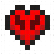 Minecraft Hearts Pixel Art, Minecraft Heart Template, Minecraft Heart Perler Beads, Minecraft Heart Pixel Art, Minecraft Heart Build, Perler Bead Patterns Minecraft, Minecraft Hearts, Heart Perler Beads, Perler Bead Heart