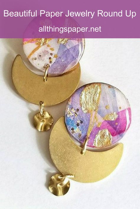 Paper Jewelry Earrings, Paper Resin Jewelry, Paper And Resin Jewelry, Yupo Paper Earrings, Yupo Earrings, Flame Painting, Watercolor Jewelry, Earrings Paper, Paper Bead Jewelry