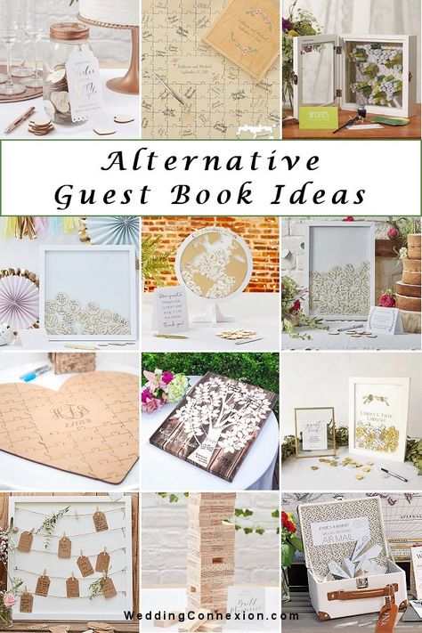 Non traditional alternative wedding guest book ideas - Are you tired of the same old guestbook tradition to contain your guests’ wishes? Visit it us to easily find distinctive ideas to collect guest wishes with our alternative wedding guest book guide. WeddingConnexion.com #NonTraditionalGuestBooks #AlternativeGuestBooks #GuestBookAlternatives Guest Signature Ideas, Alternative Wedding Guest Book Ideas, Alternative Guest Book Ideas, Unique Wedding Guest Book Ideas, Signing Ideas, Guess Book, Reception Accessories, Wedding Guest Book Ideas, Elegant Wedding Ideas