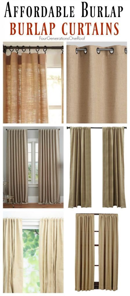 My favorite affordable burlap curtains or similar texture / Four Generations One Roof Burlap Curtain Ideas, Burlap Curtains Living Room, Burlap Curtains Diy, Burlap Drapes, Bedroom Drapes, Burlap Curtains, Country Curtains, Create Decor, Custom Window Treatments