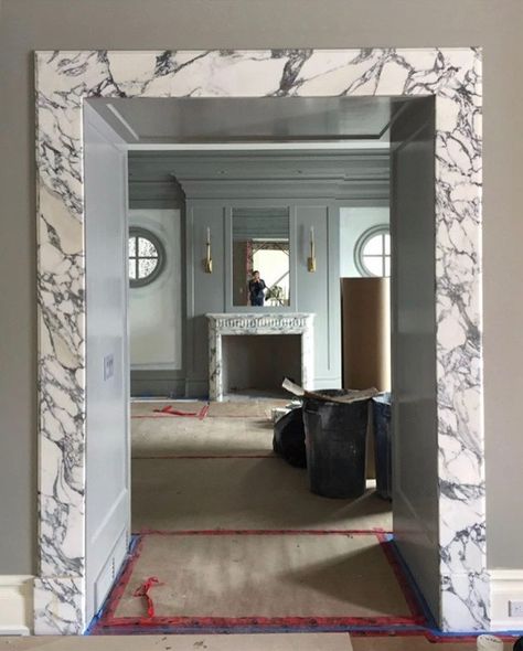 Master bath marble casing Window Marble Frame Design, Granite Door Frame, Marble Door Frame, Door Frame Interior, Door Frame Detail, Marble Doorway, Nam Dang Mitchell, Marble Door, Door Frame Molding