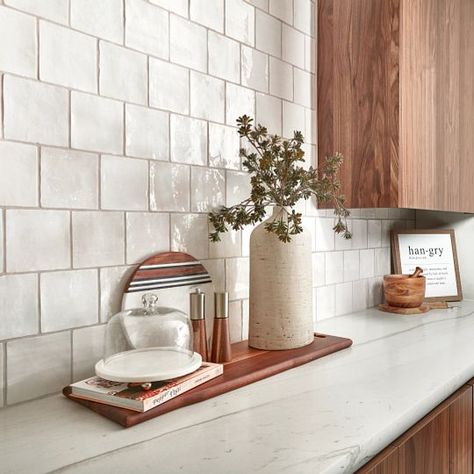 Square Tile Backsplash, Scandinavian Kitchen Decor, Flash Series, Kitchen 2021, Arizona Tile, White Kitchen Tiles, White Tile Backsplash, Kitchen Transitional, Square Kitchen