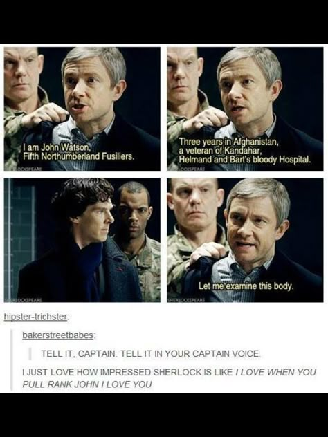 John pulling rank x] (Johnlock) Johnlock Tumblr, Sherlock Meme, Sherlock Tumblr, John Sherlock, Sherlock Poster, John Lock, Rupert Graves, Benedict And Martin, Mrs Hudson