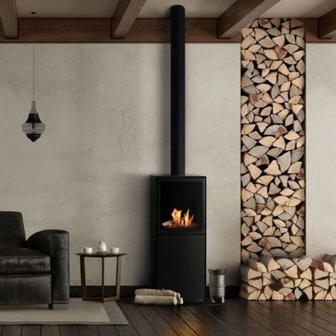 Scandinavian Fireplace, Wood Burner Fireplace, Wood Burning Stoves Living Room, Standing Fireplace, Ethanol Fireplace, Bioethanol Fireplace, Freestanding Fireplace, Pellet Stove, Log Burner