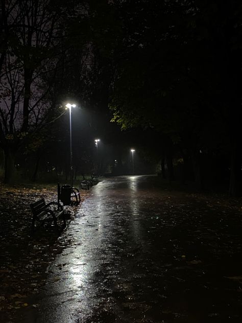 Rainy Path Aesthetic, Cozy Rainy Night Aesthetic, Dark Rainy Aesthetic, Nature Rain Wallpaper, Rainy Parking Lot, Dark Rainy Night Aesthetic, Rainy Day Landscape, Late Night Rain, Dark Rain Aesthetic