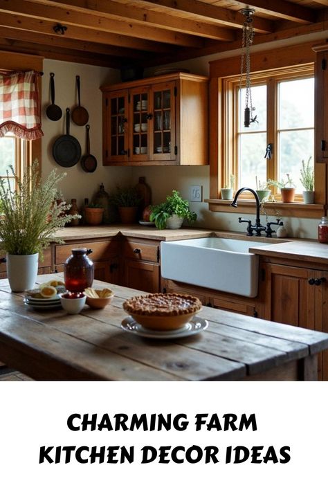 Charming Farm Kitchen Decor Ideas Farmhouse Table Settings, Country Themed Kitchen, Italian Farmhouse Kitchen, English Farmhouse Kitchen, 2025 Kitchen, Farm Kitchen Decor, Farmhouse Table Setting, Simple Bathroom Decor, Blue Bathroom Decor