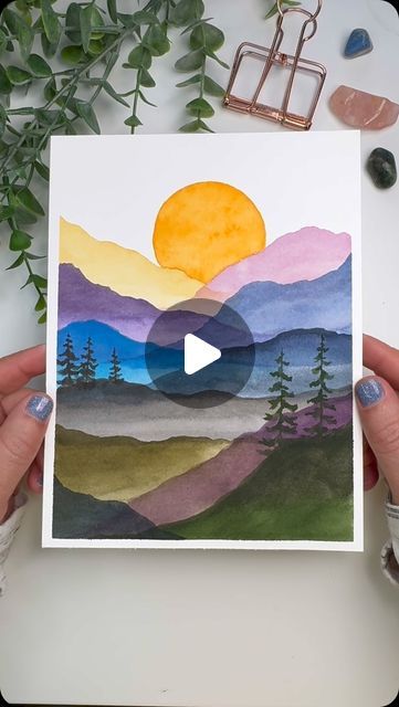 Layered Watercolor Paintings, Watercolor Art For Kids, Color Projects, Watercolor Landscapes, Watercolor Tutorial, Kids Watercolor, Landscape Watercolor, Diy Watercolor Painting, Watercolor Ideas