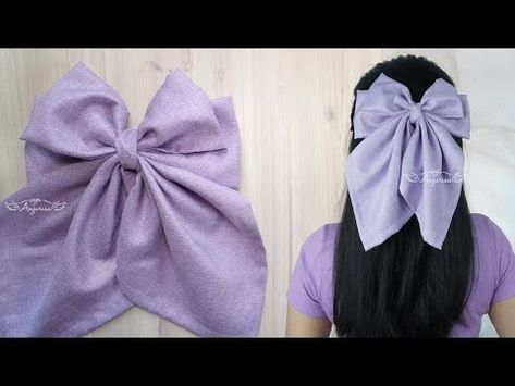 Pretty BIG & WIDE TAILS 🎀 How to Make a Bow out of COTTON Fabric - YouTube How To Make Big Hair Bows, How To Make A Big Bow, Ribbon Hair Bow Tutorial, Tie Pattern Free, Make A Hair Bow, Pig Tail Bows, Fabric Hair Bow, Girls Hair Bows Diy, Huge Hair