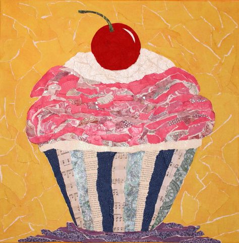 Paper Art Collage on canvas of a cupcake Cupcake Collage, Paper Art Collage, Collage On Canvas, Modern Quilt, Art Collage, Modern Quilts, Collage Art, Paper Art, Cupcake