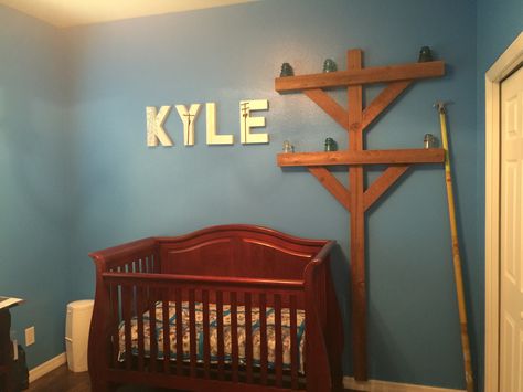 Too cute - Little lineman's room - save for CJ's guys Lineman Themed Nursery, Lineman Gender Reveal Ideas, Lineman Nursery, Baby Peacock, Lineman Love, Shared Nursery, Power Lineman, Nursery Pictures, Aunt Life