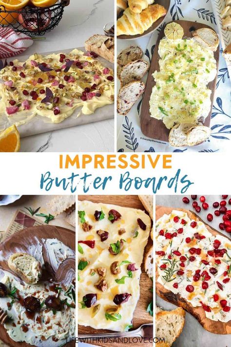 Butter Boards Recipes and Ideas Hot Honey Butter Board, Butter Board Charcuterie Recipes, Butter Boards Recipes, Butter Board Recipes, Butter Board Ideas Christmas, Holiday Butter Board, Butter Boards Ideas, Butter Charcuterie Board Ideas, Christmas Butter Board