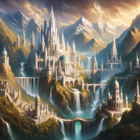 Elf City, Elven Tree, Elven City, School Goals, Fantasy Homes, Goals And Objectives, Fantasy City, Fantasy Castle, Fantasy Places