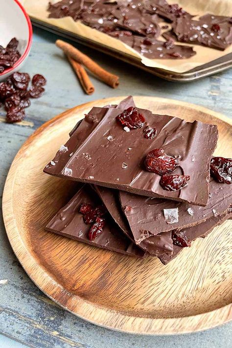 Want a unique spin on homemade chocolate bark? The addition of sweet paprika, spicy chili pepper, tart dried cherries, and a sprinkle of salt make this a sweet dessert with so many fun nuances of flavors and textures. Learn how to make the recipe now on Foodal. #dessertideas #chocolaterecipes #foodal Homemade Chocolate Bark, Spicy Desserts, Spicy Candy, Dark Chocolate Bark, Aphrodisiac Foods, Spicy Chocolate, Chocolate Bark Recipe, Chocolate Chili, Cherry Bark