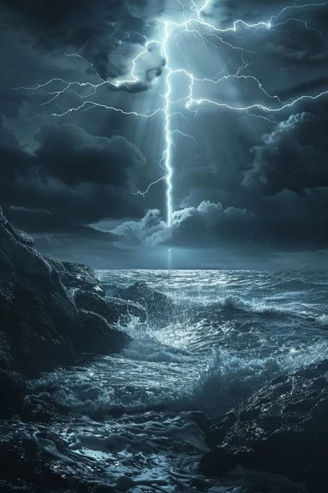 Ship In Storm Art, Storm Water Magic, Storm Goddess Art, Storm Magic Aesthetic, Stormy Sea Illustration, Storm Chasing Aesthetic, Storm Astethic, Stormy Sea Aesthetic, Sea Storm Aesthetic