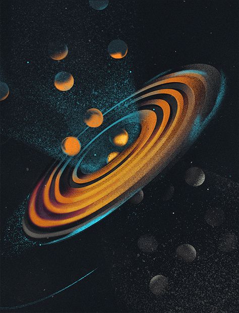 Nuclear Fusion, Space Illustration, Creative Challenge, Retro Futuristic, Graphic Design Poster, Graphic Design Posters, Space Art, Visual Artist, Solar System