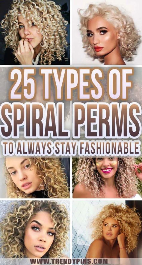 Types Of Curly Perms, Medium Spiral Perm, Long Spiral Permed Hair, Different Style Perms, Perm Sizes And Results, Cute Permed Hairstyles, Perms For Curly Hair, Perms Shoulder Length Hair, Curl Perm Types For Short Hair