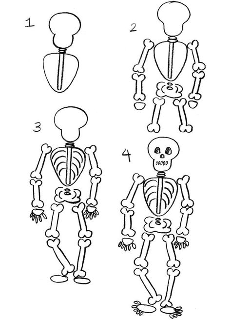 Skeleton Drawing Easy, Halloween Draw, Draw Halloween, Skeleton Drawings, Halloween Drawings, Simple Doodles, Holiday Art, Halloween Skeletons, Teaching Art