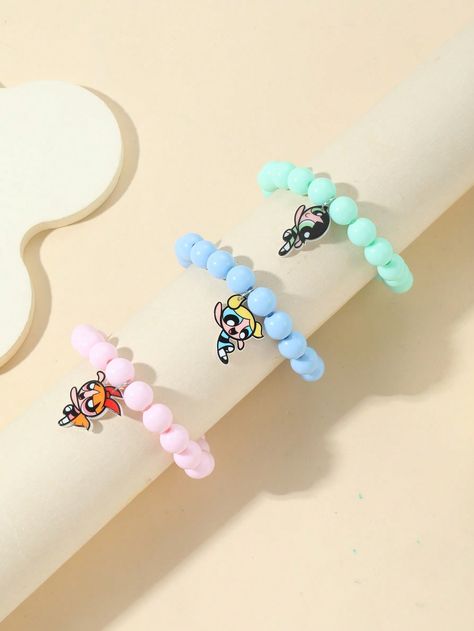 The Powerpuff Girls | ROMWE 3 Pieces Cartoon Pendant Beaded BraceletI discovered amazing products on SHEIN.com, come check them out! Hello Kitty Y2k, The Powerpuff Girls, The Powerpuff, Puff Girl, Watches Women Fashion, Powerpuff Girls, Kids Jewelry, Pendant Bracelet, Good Grips