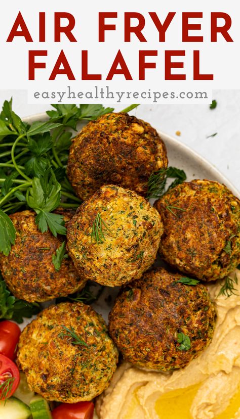 Air Fryer Falafel Canned Chickpeas, Easy Falafel Recipe, Air Fryer Falafel, Falafel Recipes, Easy Falafel, Falafel Recipe Easy, Mediterranean Recipes Healthy, Falafel Recipe, Meatless Recipes